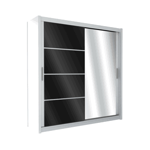 Šatní skříň Brandon Barva korpusu: Bílá, Rozměry: 150 cm, Dveře: Černé sklo