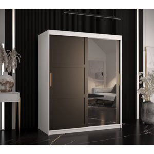 Šatní skříň Abi Ramiro 2 Barva korpusu: Bílá, Rozměry: 150 cm, Dveře: Černá + zrcadlo
