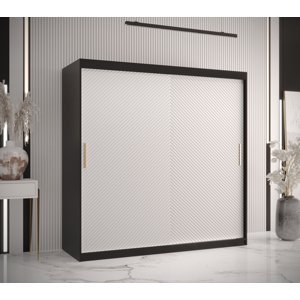 Šatní skříň Abi Riflo Slim Jodelka 1 Barva korpusu: Černá, Rozměry: 180 cm, Dveře: Bílá - bez zrcadla