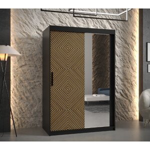 Šatní skříň Abi Seul 2 Barva korpusu: Černá, Rozměry: 120 cm, Dveře: Seul + zrcadlo