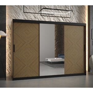 Šatní skříň Abi Seul 2 Barva korpusu: Černá, Rozměry: 250 cm, Dveře: Seul + zrcadlo
