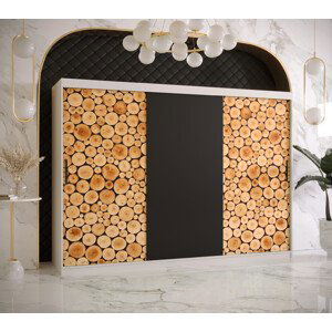 Šatní skříň Abi Sosna Barva korpusu: Bílá, Rozměry: 250 cm, Dveře: Sosna + černá
