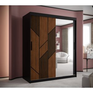 Šatní skříň Abi Sydney 2 Barva korpusu: Černá, Rozměry: 150 cm, Dveře: Sydney + zrcadlo