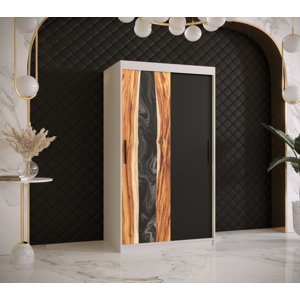 Šatní skříň Abi Zywica Barva korpusu: Bílá, Rozměry: 100 cm, Dveře: Zywica + černá