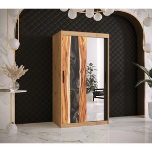 Šatní skříň Abi Zywica 2 Barva korpusu: Dub - Artisan, Rozměry: 100 cm, Dveře: Zywica + zrcadlo