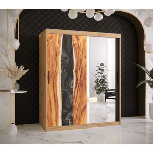 Šatní skříň Abi Zywica 2 Barva korpusu: Dub - Artisan, Rozměry: 150 cm, Dveře: Zywica + zrcadlo