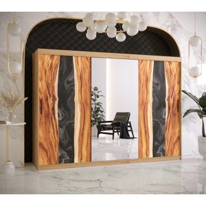 Šatní skříň Abi Zywica 2 Barva korpusu: Dub - Artisan, Rozměry: 250 cm, Dveře: Zywica + zrcadlo