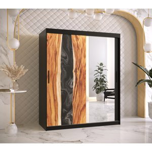 Šatní skříň Abi Zywica 2 Barva korpusu: Černá, Rozměry: 150 cm, Dveře: Zywica + zrcadlo