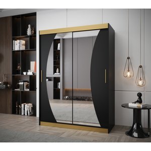 Šatní skříň Abi Wave Premium Barva korpusu: Černá + zlatá, Rozměr: 150 cm
