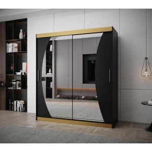 Šatní skříň Abi Wave Premium Barva korpusu: Černá + zlatá, Rozměr: 180 cm