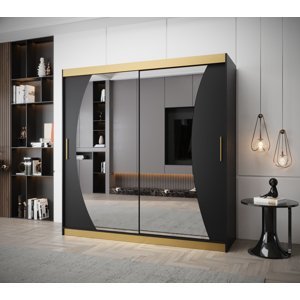 Šatní skříň Abi Wave Premium Barva korpusu: Černá + zlatá, Rozměr: 200 cm