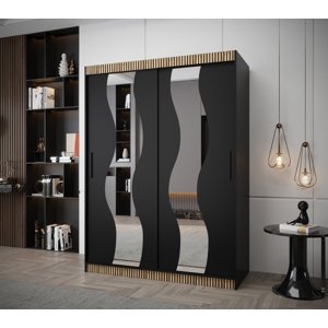 Šatní skříň Abi Sewilla Premium Barva korpusu: Černá + dub wotan, Rozměr: 150 cm