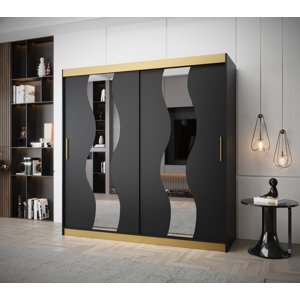Šatní skříň Abi Sewilla Premium Barva korpusu: Černá + zlatá, Rozměr: 200 cm