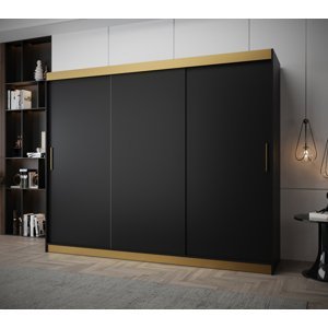 Šatní skříň Abi Tokyo Premium Barva korpusu: Černá + zlatá, Rozměr: 250 cm