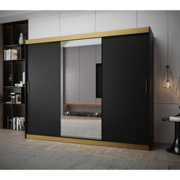 Šatní skříň Abi Tokyo 1 Premium Barva korpusu: Černá + zlatá, Rozměr: 250 cm