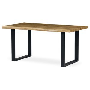 Jídelní stůl, 160x90x77 cm, MDF deska, 3D dekor divoký dub, kov, černý lak