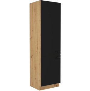 Vysoká skříňka pro vestavnou lednici Modena 60 LO-210 2F Barva korpusu: Dub artisan, Barva dvířek: Černý mat