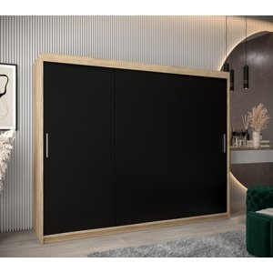 Šatní skříň Abi T0 Barva korpusu: Dub - sonoma, Rozměry: 250 cm, Dveře: Černá