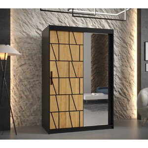 Šatní skříň Abi Lima 2 Barva korpusu: Černá, Rozměry: 120 cm, Dveře: Lima + zrcadlo