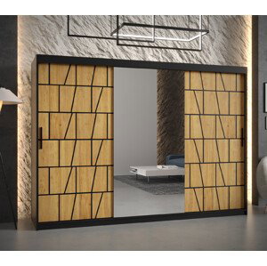Šatní skříň Abi Lima 2 Barva korpusu: Černá, Rozměry: 250 cm, Dveře: Lima + zrcadlo
