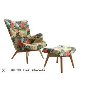 Křeslo Pik MIR-TEX Tropic 02 a podnožka Provedení: Křeslo + podnožka, Nožičky: Wenge, látka: MIR-TEX - tropik 02