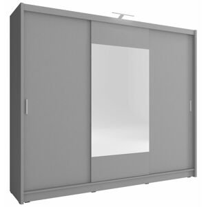 Šatní skříň Wiki 250 Barva korpusu: Grafit, Rozměr: 250 cm, Led osvětlení: 64 cm