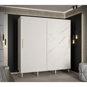 Šatní skříň Abi Calipso Jodelka Marmur Barva korpusu: Bílá, Rozměry: 200 cm, Dveře: Bílá + Bílý Marmur