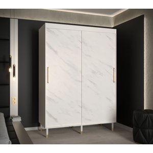 Šatní skříň Abi Calipso Marmur Barva korpusu: Bílá, Rozměry: 150 cm, Dveře: Bílý Marmur - bez zrcadla