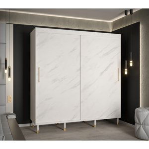 Šatní skříň Abi Calipso Marmur Barva korpusu: Bílá, Rozměry: 200 cm, Dveře: Bílý Marmur - bez zrcadla