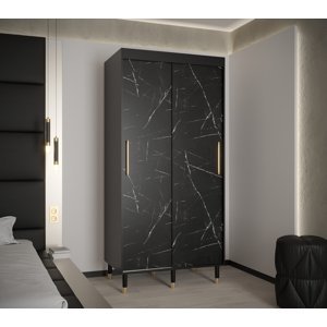 Šatní skříň Abi Calipso Marmur Barva korpusu: Černá, Rozměry: 100 cm, Dveře: Černý Marmur - bez zrcadla
