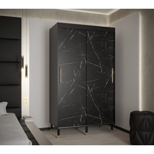Šatní skříň Abi Calipso Marmur Barva korpusu: Černá, Rozměry: 120 cm, Dveře: Černý Marmur - bez zrcadla