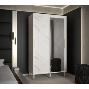 Šatní skříň Abi Calipso Marmur 2 Barva korpusu: Bílá, Rozměry: 120 cm, Dveře: Bílý Marmur + zrcadlo