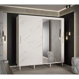 Šatní skříň Abi Calipso Marmur 2 Barva korpusu: Bílá, Rozměry: 200 cm, Dveře: Bílý Marmur + zrcadlo
