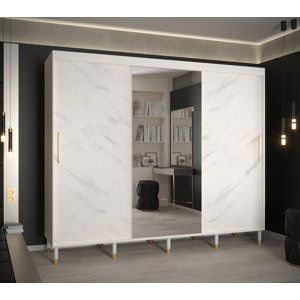 Šatní skříň Abi Calipso Marmur 2 Barva korpusu: Bílá, Rozměry: 250 cm, Dveře: Bílý Marmur + zrcadlo