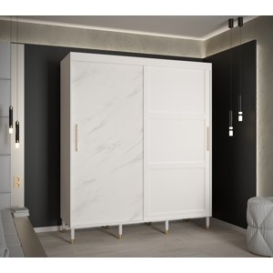 Šatní skříň Abi Calipso Ramiro Marmur Barva korpusu: Bílá, Rozměry: 180 cm, Dveře: Bílá + Bílý Marmur