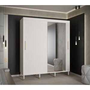 Šatní skříň Calipso Slim 2 Barva korpusu: Bílá, Rozměry: 180 cm, Dveře: Bílá + zrcadlo