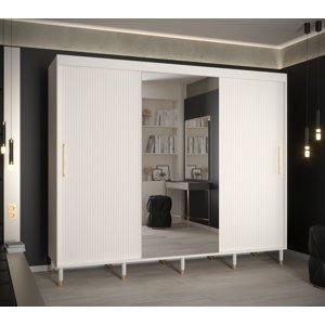 Šatní skříň Calipso Slim 2 Barva korpusu: Bílá, Rozměry: 250 cm, Dveře: Bílá + zrcadlo