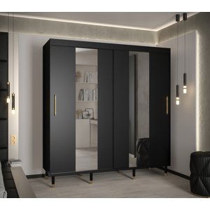 Šatní skříň Abi Calipso Pol Barva korpusu: Černá, Rozměry: 200 cm, Dveře: Černá + zrcadlo