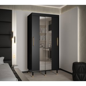 Šatní skříň Abi Calipso T1 Barva korpusu: Černá, Rozměry: 100 cm, Dveře: Černá + zrcadlo