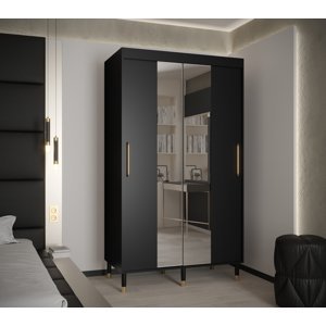 Šatní skříň Abi Calipso T1 Barva korpusu: Černá, Rozměry: 120 cm, Dveře: Černá + zrcadlo