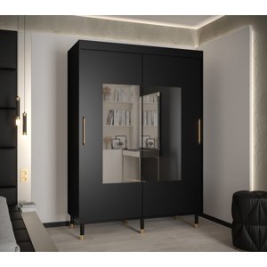 Šatní skříň Abi Calipso Tor Barva korpusu: Černá, Rozměry: 150 cm, Dveře: Černá + zrcadlo
