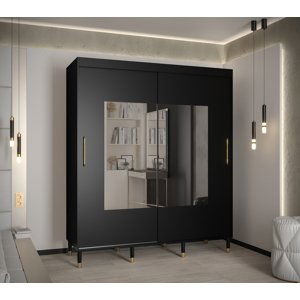 Šatní skříň Abi Calipso Tor Barva korpusu: Černá, Rozměry: 180 cm, Dveře: Černá + zrcadlo