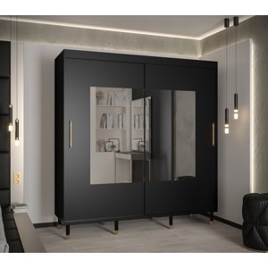 Šatní skříň Abi Calipso Tor Barva korpusu: Černá, Rozměry: 200 cm, Dveře: Černá + zrcadlo
