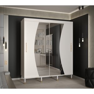 Šatní skříň Abi Calipso Wav Barva korpusu: Bílá, Rozměry: 180 cm, Dveře: Bílá + zrcadlo
