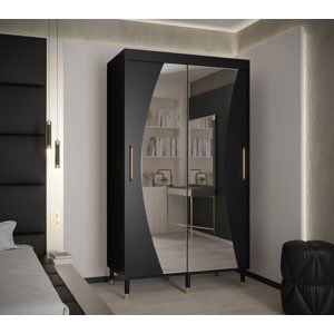 Šatní skříň Abi Calipso Wav Barva korpusu: Černá, Rozměry: 120 cm, Dveře: Černá + zrcadlo