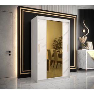 Šatní skříň Abi Golden T1 Barva korpusu: Bílá, Rozměry: 120 cm, Dveře: Bílý Marmur + zlaté zrcadlo