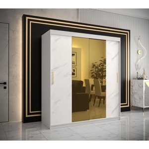 Šatní skříň Abi Golden T1 Barva korpusu: Bílá, Rozměry: 180 cm, Dveře: Bílý Marmur + zlaté zrcadlo