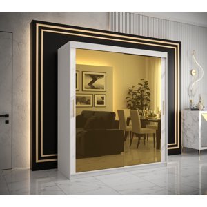 Šatní skříň Abi Golden T3 Barva korpusu: Bílá, Rozměry: 180 cm, Dveře: Bílý Marmur + zlaté zrcadlo