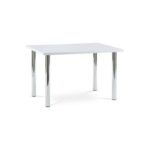 Jídelní stůl 120x75 cm, chrom / vysoký lesk bílý