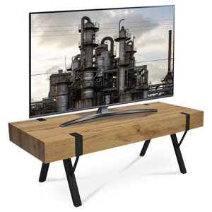 TV stolek 120x40x40 cm, MDF deska, 3D dekor divoký dub, kov - černý lak